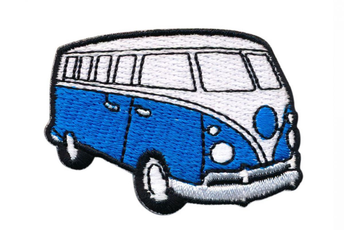 Strijkapplicatie Volkswagen Bus Jeansblauw